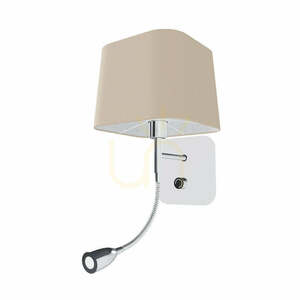 Aplică Rendl PERTH R13661 E14 cu abajur textil și lampă LED de citit, bej/alb/crom small 6
