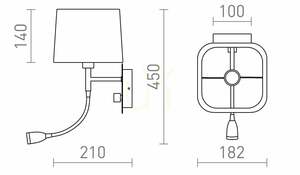 Aplică Rendl PERTH R13661 E14 cu abajur textil și lampă LED de citit, bej/alb/crom small 7
