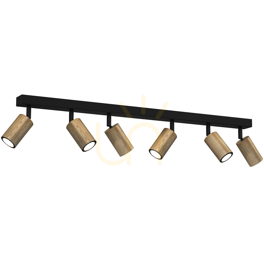 Spot Nise Line Bar 900 negru/lemn 6Xgu10.