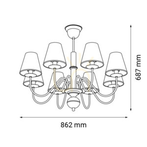 Lampă suspendată Antigo Deria 8xE14 platină/negru oțel textil 86,2 cm 5099 small 1