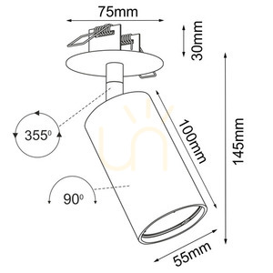 Lumină încastrată Antigo Ace 55 negru GU10 oțel 3254 small 1