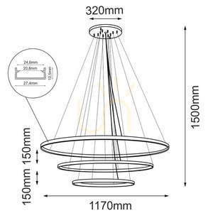 Lampă suspendată Antigo Agari Multi 3 aur mat LED 6 becuri 117 cm 5421 small 1