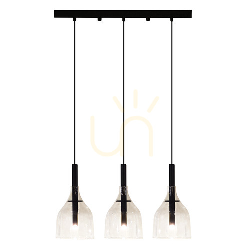 Verifica Lampă suspendată Antigo Botor 3 negru sticlă transparentă 53 cm 5096