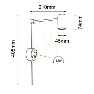 Aplică perete Antigo Dakata K negru aluminiu 40,5 cm MR11 4490 small 1