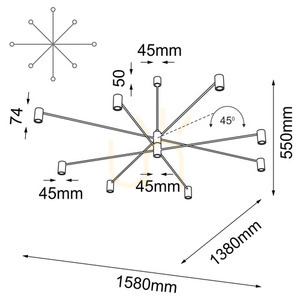 Lampă suspendată Antigo Dakata 8 negru LED MR11 aluminiu oțel 158 cm 5640 small 1