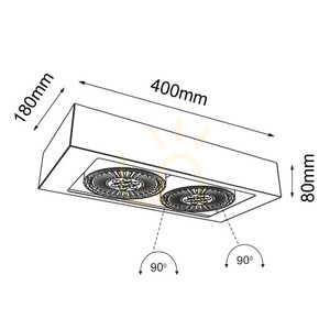 Plafonieră LED ES111 Antigo Koga 2 negru aluminiu oțel 40x18 cm 1153 small 1