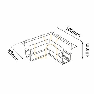 Conector L șină magnetică Antigo Komatsu 48V negru aluminiu 6509 small 1