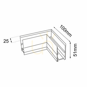 Conector L Antigo Komatsu 48V pentru șină magnetică aparentă negru aluminiu 6517 small 1