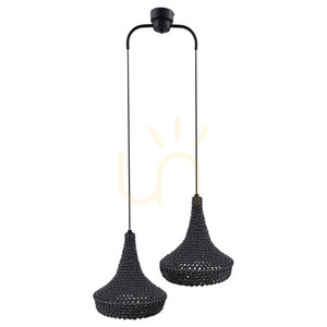 Lampă suspendată Antigo Mahaka 2 gri oțel bumbac 50 cm E27 5182 small 0