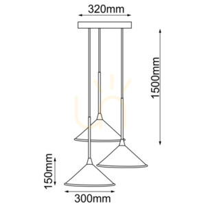 Lampă suspendată Antigo Merto 3xE27 negru oțel 32 cm 5066 small 1