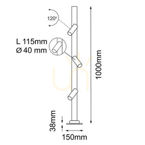 Stâlp iluminat exterior Antigo Gosen 9911 antracit 100 cm 3xLED MR11 small 1