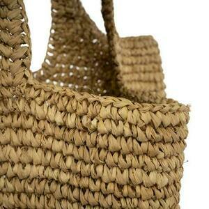 Geantă handmade BAZAR BIZAR din rafie naturală bej 40 cm small 2