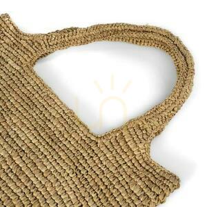 Geantă handmade BAZAR BIZAR din rafie naturală bej 40 cm small 3