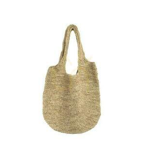 Geantă handmade BAZAR BIZAR din rafie naturală bej 40 cm small 0