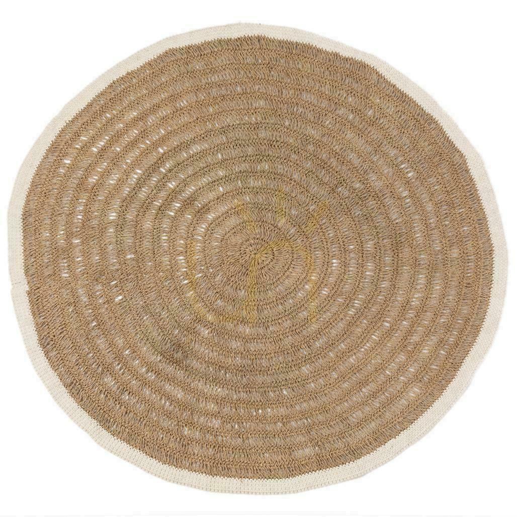 Verifica Covor rotund din iarbă de mare și bumbac - alb natural - 200 Covor rotund din iarbă de mare și bumbac - alb natural - 200