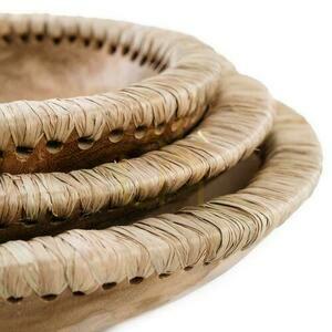 Bol decorativ BAZAR BIZAR Bowls natural lemn teak și piele L small 1