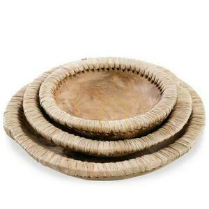 Bol decorativ BAZAR BIZAR Bowls natural lemn teak și piele L small 7