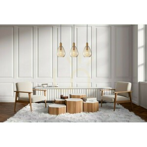 Lustră suspendată Zulo 3xE27 pe bară, culoare alamă și sticlă chihlimbar Italux PND-27812-3-BRO-AMB small 1