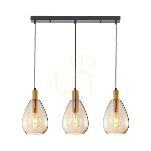 Verifica Pendul Italux Zulo 3xE27 alamă amber sticlă, SKU PND-27812-3-BRO-AMB
