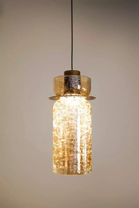 Pendul LED Max Light Signature B P0602, finisaj alamă și sticlă chihlimbarie, 3000 K small 4