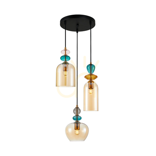 Verifica Lampă suspendată Italux Busco gold 3xE27 sticlă colorată PND-30263-3A-BRO-AMB