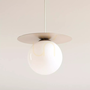 Lampă suspendată Aldex LOOP bej, glob opal 25 cm, disc 40 cm 1125G17_L small 1