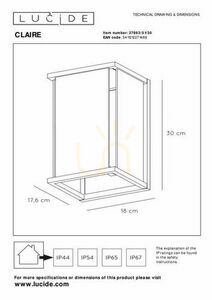 Lampă de perete exterior Lucide CLAIRE antracit sticlă metal 27883/01/30 small 7