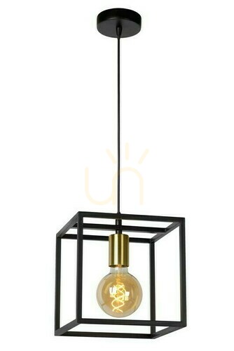 Verifica Lampă suspendată Lucide RUBEN neagră aurie metal vintage 22 cm 00424/01/30