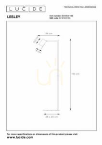 Lampă de podea Lucide LESLEY negru metal GU10 130 cm 03725/01/30 small 7