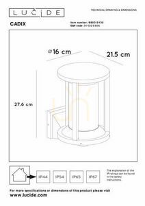 Aplica de perete exterior Lucide Cadix negru IP65 E27 15803/01/30 small 6