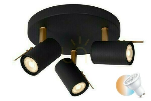 Verifica Spot Lucide GRONY plafon LED 3xGU10 negru auriu 23 cm 17998/15/30