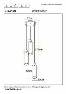 Lampă suspendată Lucide Orlando negru sticlă 3xE27 74404/13/65 small 9