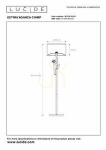 Lampă de podea Lucide Extravaganza Chimp neagră/aurie E27 150 cm 10702/81/30 small 8