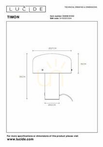 Lampă de masă Lucide Timon aurie sticlă metal E27 dimmabilă 35 cm 05539/01/02 small 5
