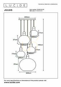 Lampă suspendată Lucide JULIUS neagră 5xE27 65 cm 34438/05/65 small 3