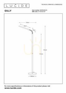 Lampă de podea Lucide Gilly LED alb metal 5W 280lm 2700K 36712/05/31 small 1