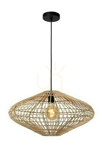 Verifica Lampă suspendată Lucide Magali ratan lemn Japandi 56 cm 03435/56/72