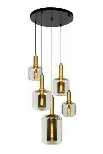 Verifica Lampă suspendată Lucide JOANET aurie, sticlă, 5xE27, Ø71 cm, 45494/15/65