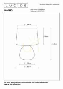 Veioză MARMO E14 ø16 cm, ceramică albă imprimată și abajur din in, întrerupător pe cablu, Lucide 47508/81/31 small 5