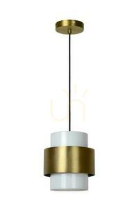 Lampă suspendată Lucide FIRMIN 45497/20/02, sticlă opal cu inel de alamă, Ø 20 cm, E27, retro small 1