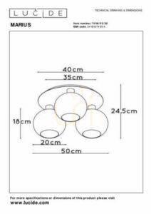 Plafonieră Lucide Marius neagră 3xE27 metal sticlă 50 cm 74114/03/30 small 4