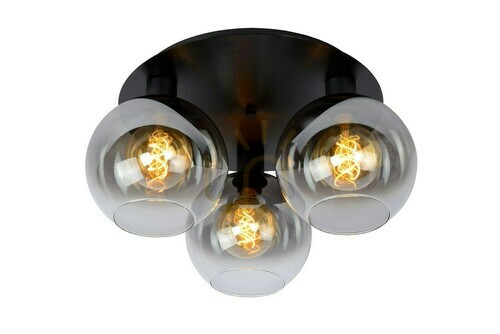 Verifica Plafonieră Lucide Marius neagră 3xE27 metal sticlă 50 cm 74114/03/30