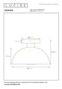Plafon Lucide SIEMON albastru 25 cm oțel E27 45196/01/35 small 5
