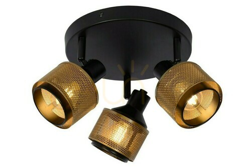 Verifica Spot Lucide RAFA 3xE14 negru auriu metal vintage 77980/13/30