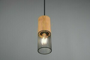 Pendul pentru șină Trio DUOLINE 73430132, negru mat și lemn, 1×E27 small 2