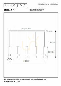 Lampă suspendată Lucide MARGARY 5xLED 4,2W 2700K 2300lm CRI90 neagră 103 cm dimabilă 24402/30/30 small 9