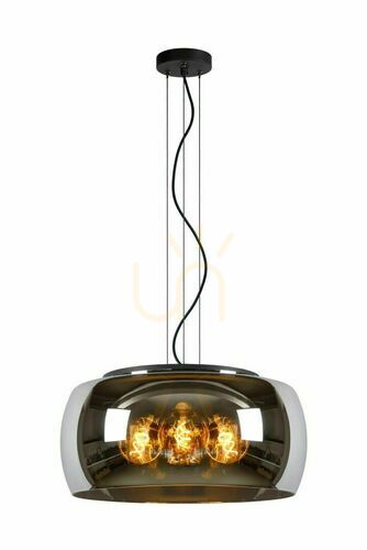 Verifica Lampă suspendată Lucide OLIVIA gri sticlă metal 3xE27 50 cm 45401/50/65