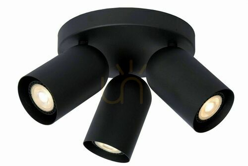 Verifica Spot plafon Lucide PUNCH negru metal GU10 3 becuri 13958/13/30