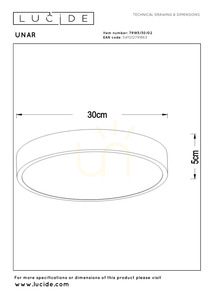 Plafonieră LED Lucide UNAR 30 cm 18 W, auriu mat, opal 79185/30/02 small 5