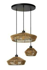 Lampă suspendată Lucide YUNKAI din hârtie împletită, natur și negru, 3×E27, 60 cm 10413/03/72 small 1